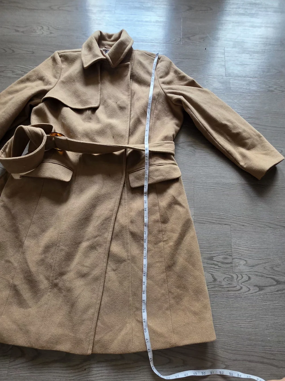 Classic Express Camel Wool-Blend Belted Trench Coat (XL)
